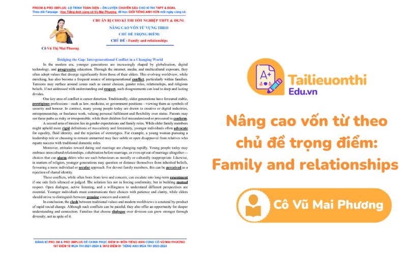 Nâng cao vốn từ theo chủ đề trọng điểm Family and relationships Cô Vũ Mai Phương